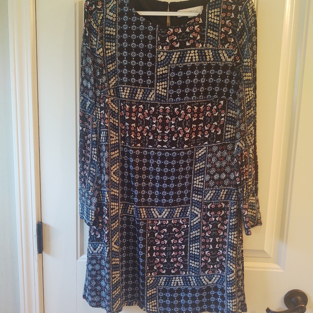 Loft Mixed Pattern Shift Dress - image 1
